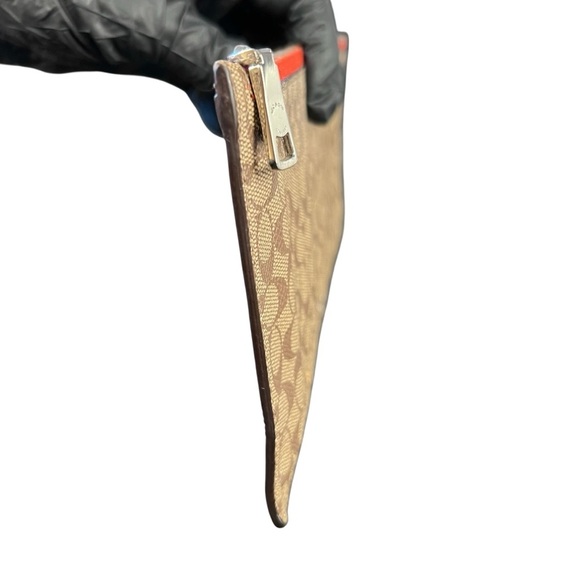 Coach Tan and Red Signature Envelope Pouch - Picture 6 of 9